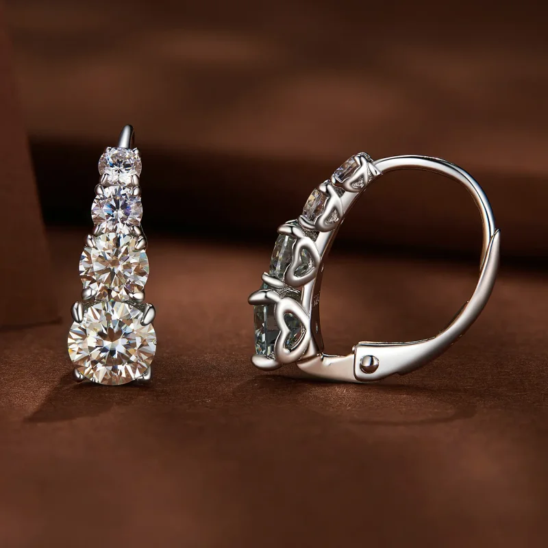 (bild till) Pandora-stil Moissanite-örhängen i form av ringar - MSE023 - View 3