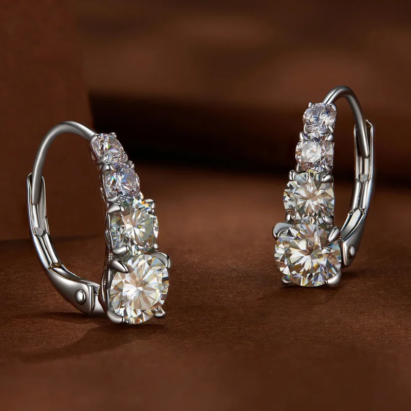 (bild till) Pandora-stil Moissanite-örhängen i form av ringar - MSE023 - View 4