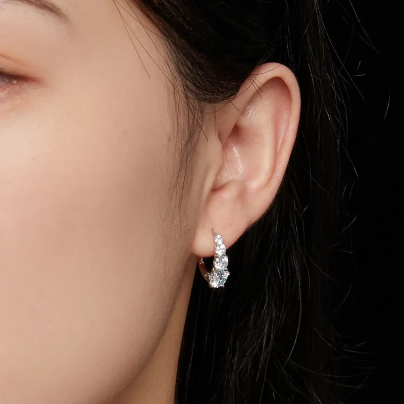 (bild till) Pandora-stil Moissanite-örhängen i form av ringar - MSE023 - View 6