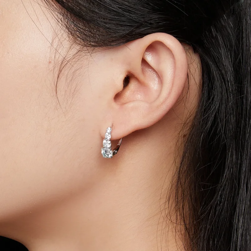 (bild till) Pandora-stil Moissanite-örhängen i form av ringar - MSE023 - View 7