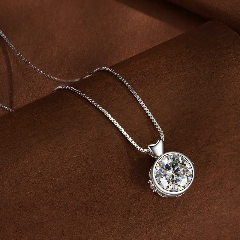 (bild till) Pandora-stilshalsband med 1 karaft moissanite - MSN013 - View 4