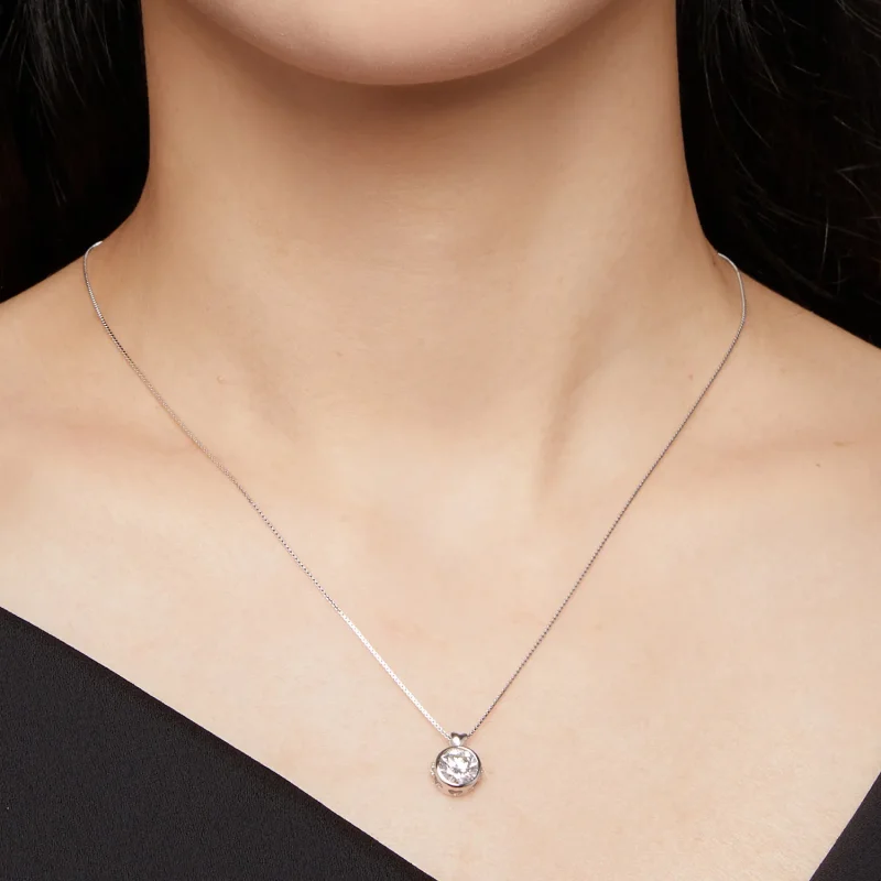 (bild till) Pandora-stilshalsband med 1 karaft moissanite - MSN013 - View 5
