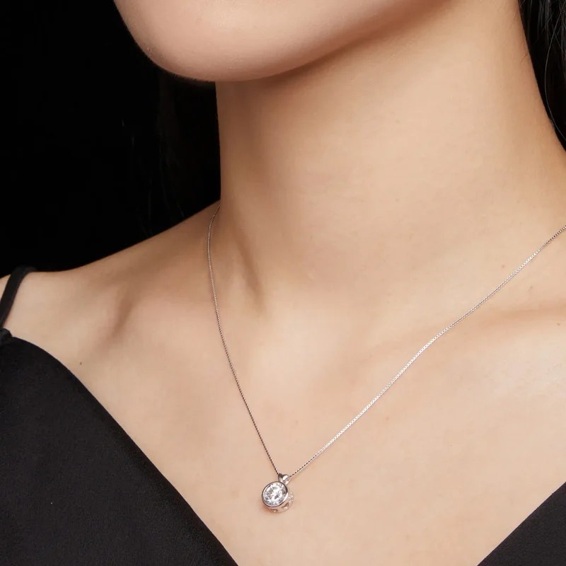 (bild till) Pandora-stilshalsband med 1 karaft moissanite - MSN013 - View 6