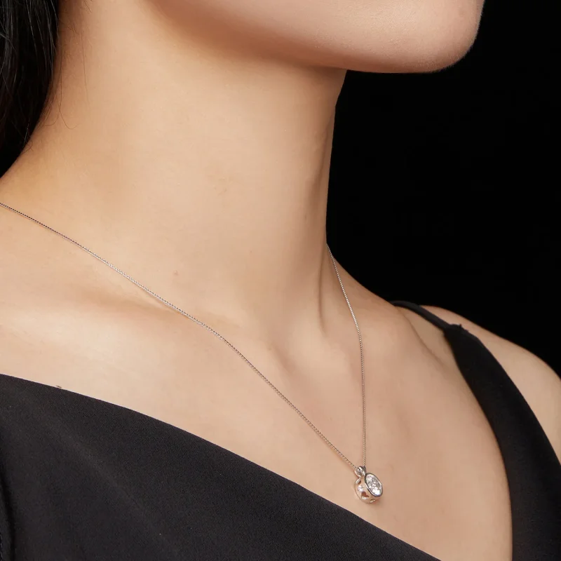 (bild till) Pandora-stilshalsband med 1 karaft moissanite - MSN013 - View 7