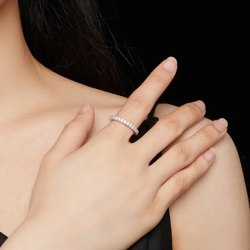 (bild till) Pandora-stil Fin Moissanite Diamantring - MSR028 - View 5