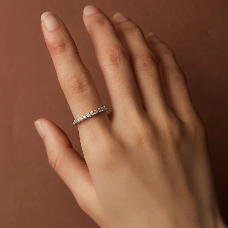 (bild till) Pandora-stil Fin Moissanite Diamantring - MSR028 - View 6