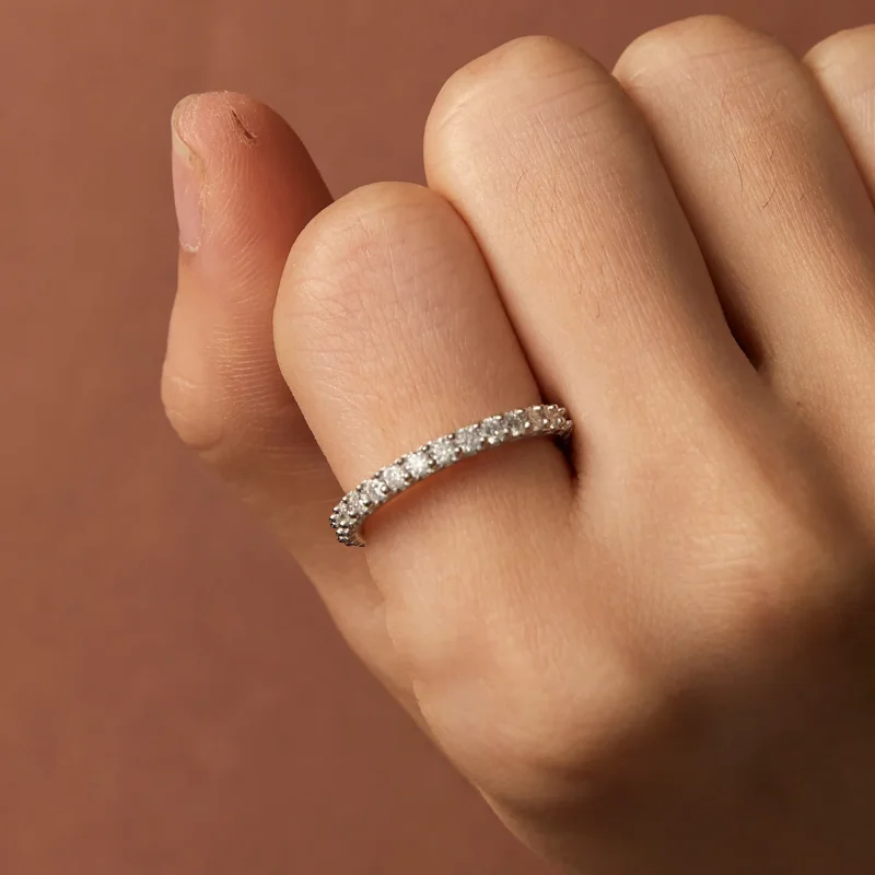 (bild till) Pandora-stil Fin Moissanite Diamantring - MSR028 - View 7