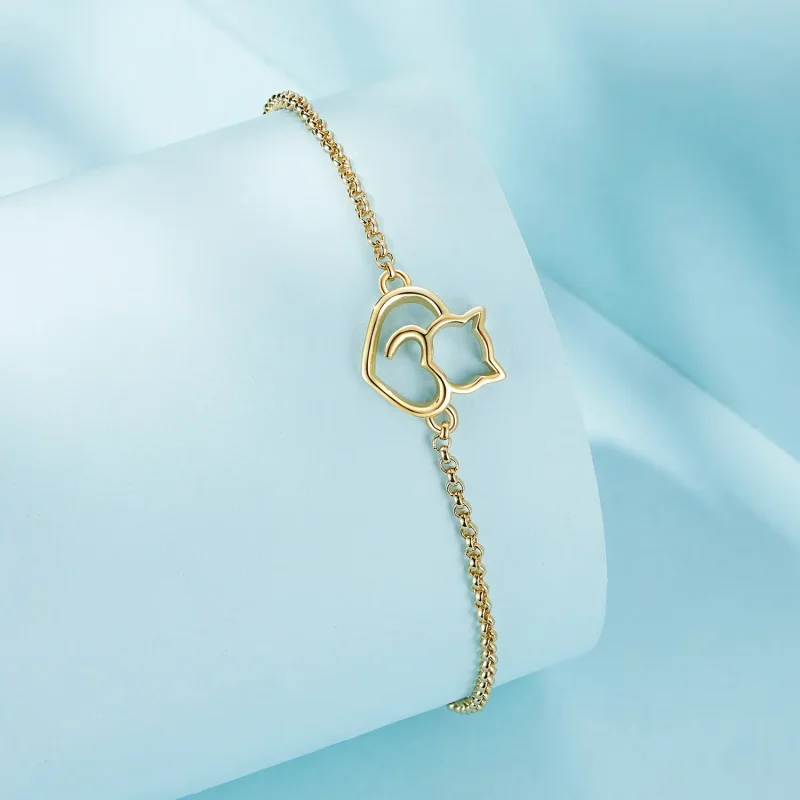 (bild till) Pandora-stil Söt Katt Förgyllt Armband - SCB102-B - View 2