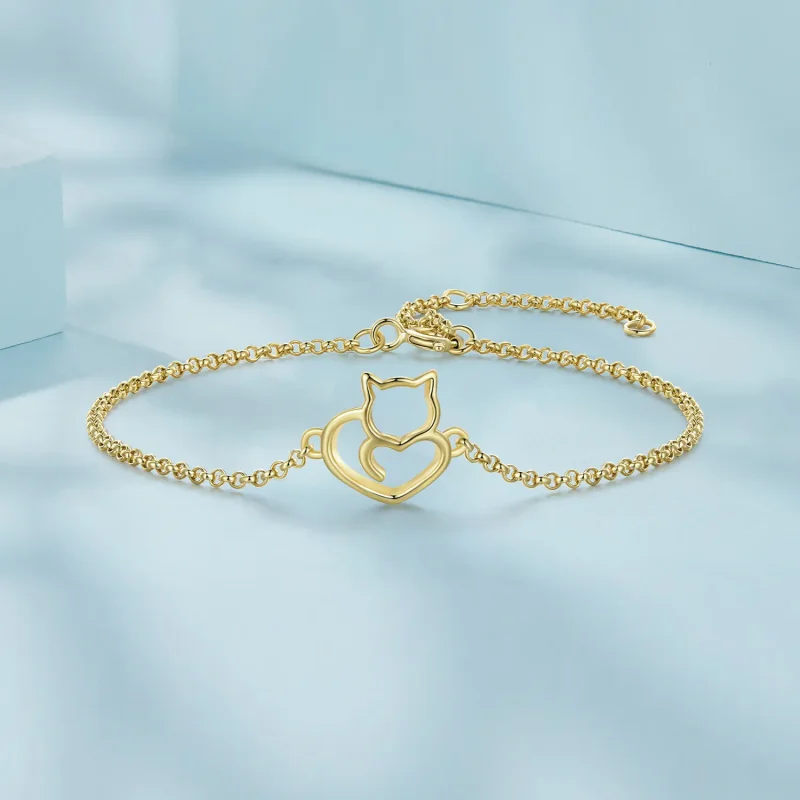 (bild till) Pandora-stil Söt Katt Förgyllt Armband - SCB102-B - View 3