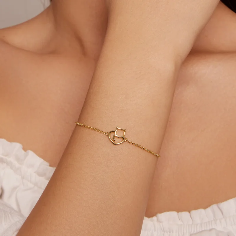 (bild till) Pandora-stil Söt Katt Förgyllt Armband - SCB102-B - View 4