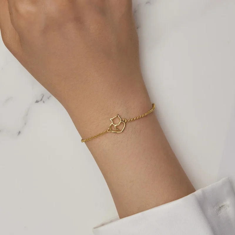 (bild till) Pandora-stil Söt Katt Förgyllt Armband - SCB102-B - View 5