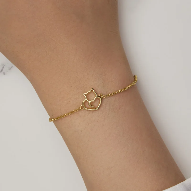 (bild till) Pandora-stil Söt Katt Förgyllt Armband - SCB102-B - View 6