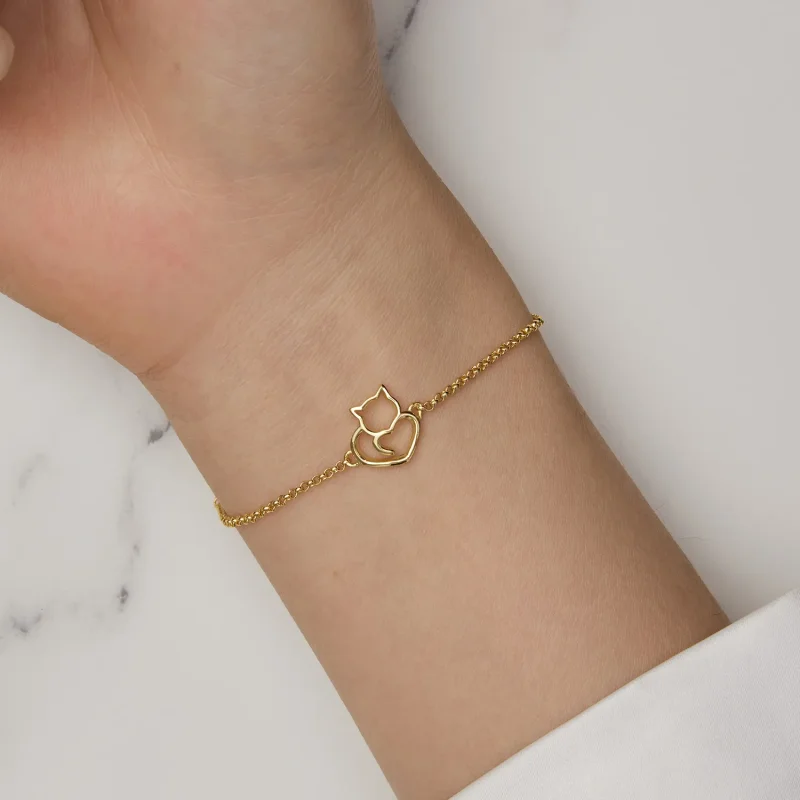 (bild till) Pandora-stil Söt Katt Förgyllt Armband - SCB102-B - View 7