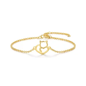 (bild till) Pandora-stil Söt Katt Förgyllt Armband - SCB102-B