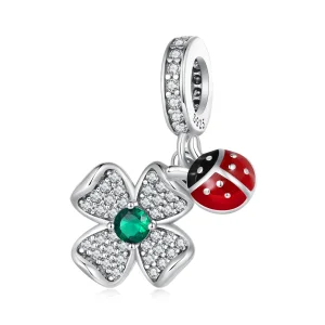 (bild till) Pandora-stil Lucky Clover Ladybug Hängecharm - SCC2523