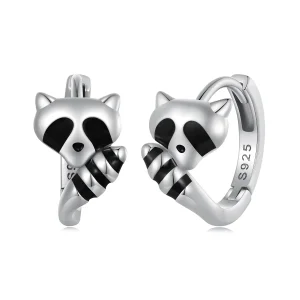 (bild till) Pandora-stil Raccoon Hängsmycken Örhängen - SCE1603