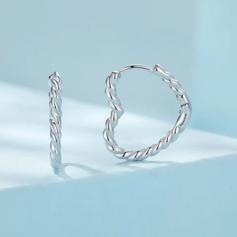 (bild till) Pandora-stil Hjärtformade Örhängen i Ringform - SCE1606 - View 2