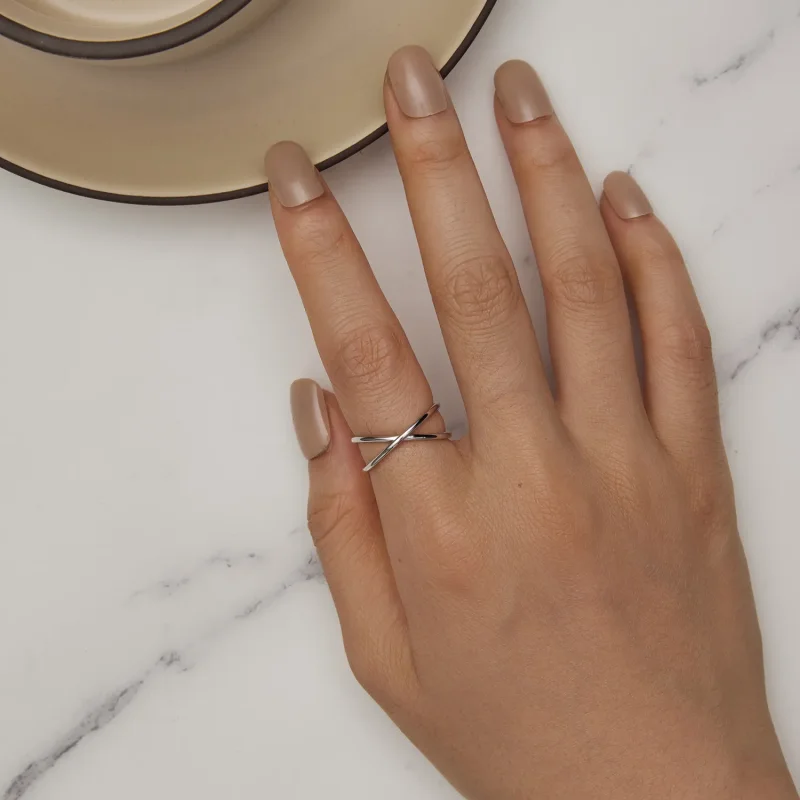 (bild till) Pandora Style Crossover Ring - SCR543-A - View 3