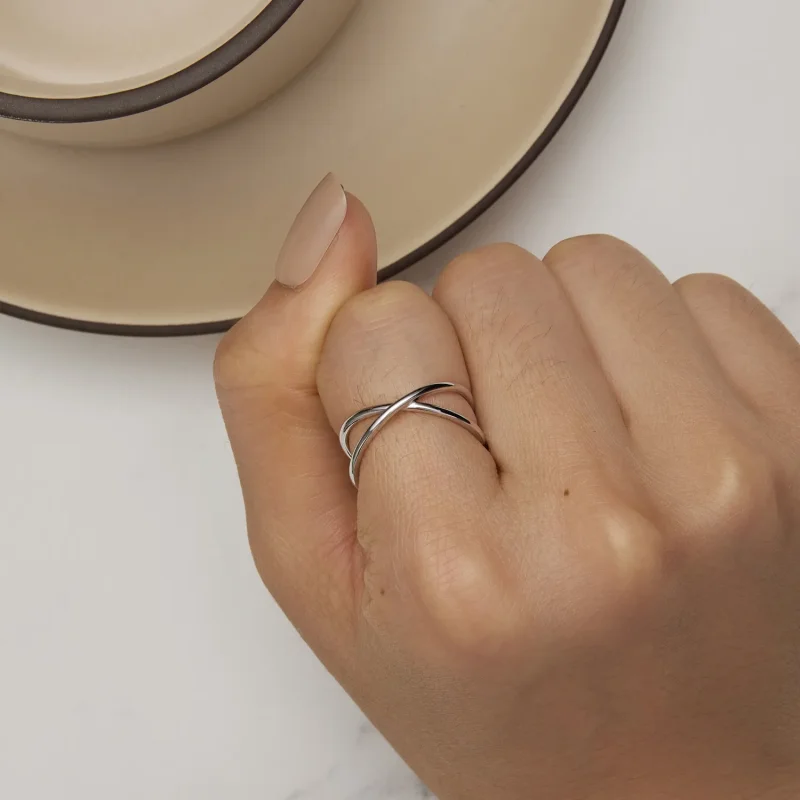 (bild till) Pandora Style Crossover Ring - SCR543-A - View 4