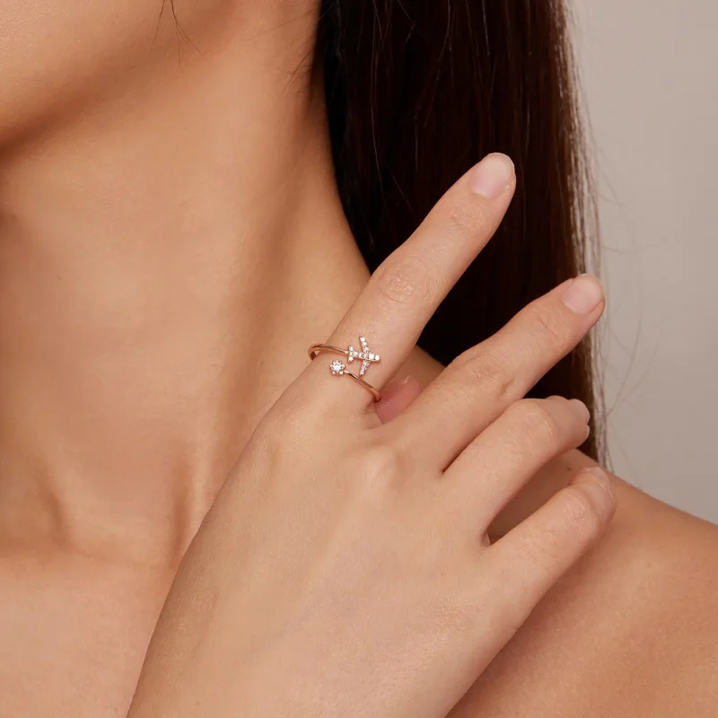 (bild till) Pandora-stil Roséguld Distans Öppen Ring - SCR623-C - View 4