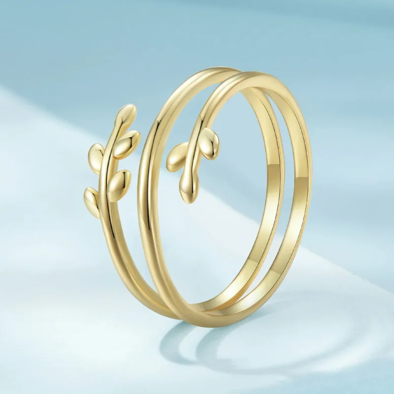(bild till) Pandora-stil Förgyllade Cirkelformade Löv Öppen Ring - SCR755-B - View 2