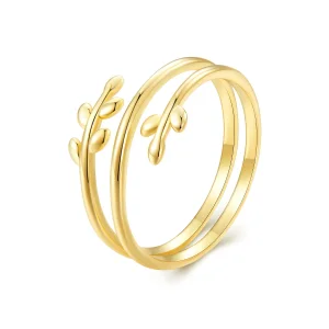 (bild till) Pandora-stil Förgyllade Cirkelformade Löv Öppen Ring - SCR755-B