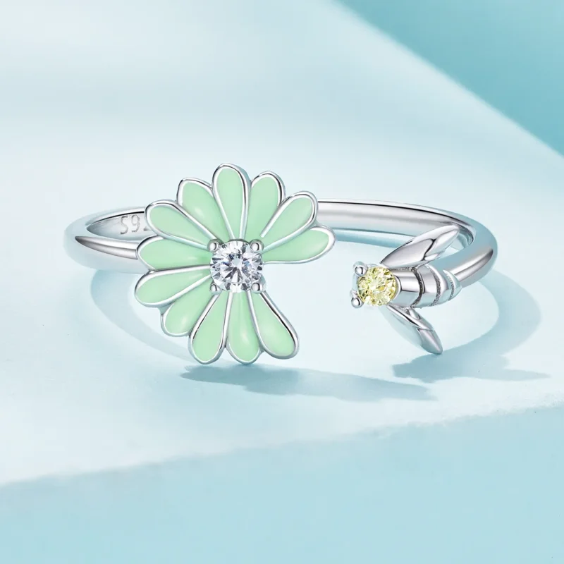 (bild till) Pandora-stil Daisy Bee Öppen Ring - SCR929 - View 3