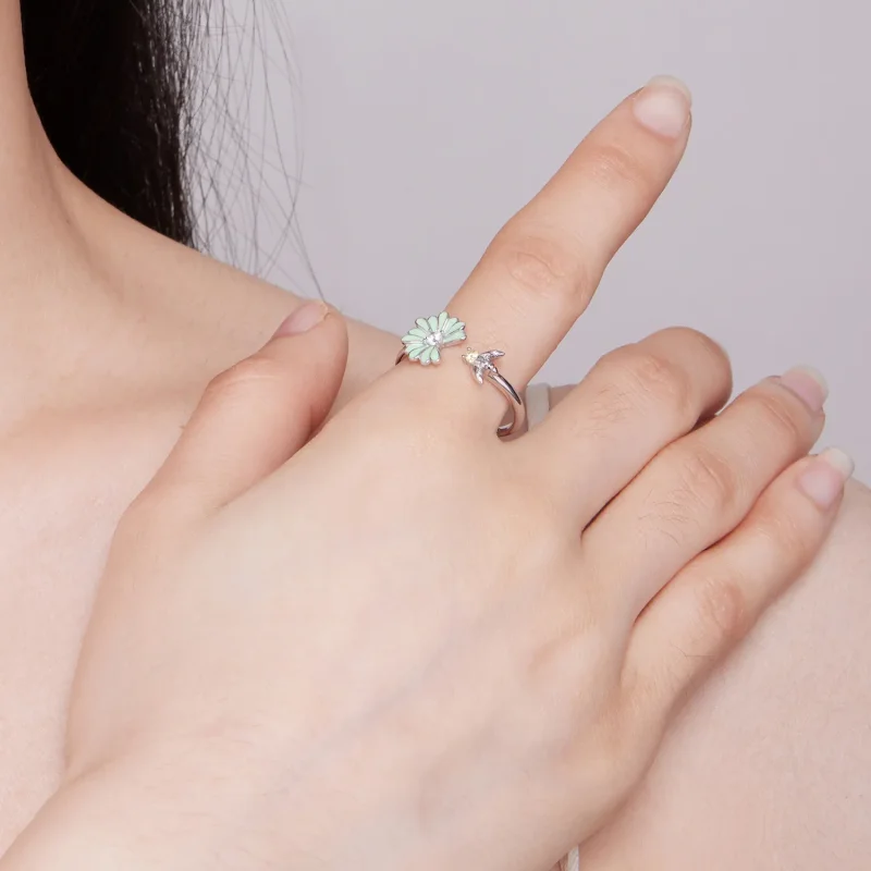 (bild till) Pandora-stil Daisy Bee Öppen Ring - SCR929 - View 4