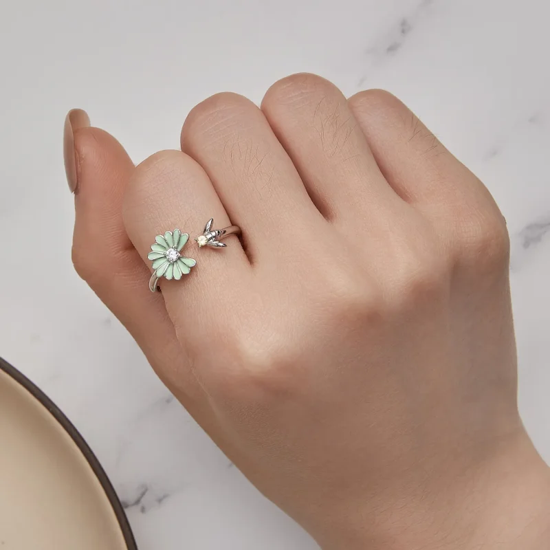 (bild till) Pandora-stil Daisy Bee Öppen Ring - SCR929 - View 5