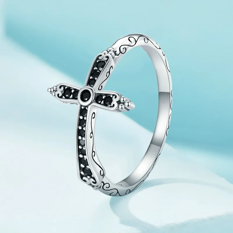(bild till) Pandora-stil Vintage-korsring - SCR930 - View 2