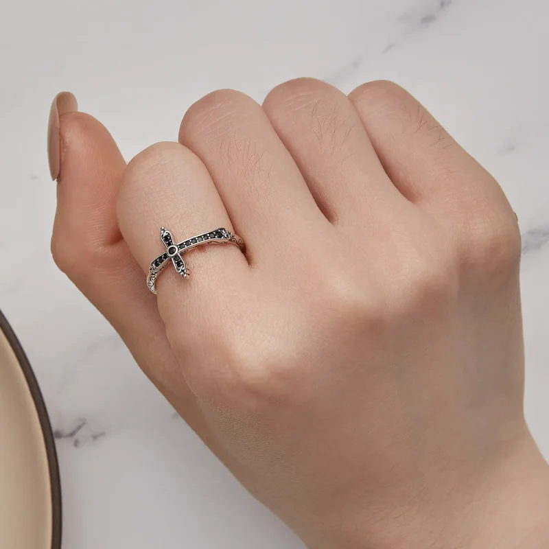 (bild till) Pandora-stil Vintage-korsring - SCR930 - View 5
