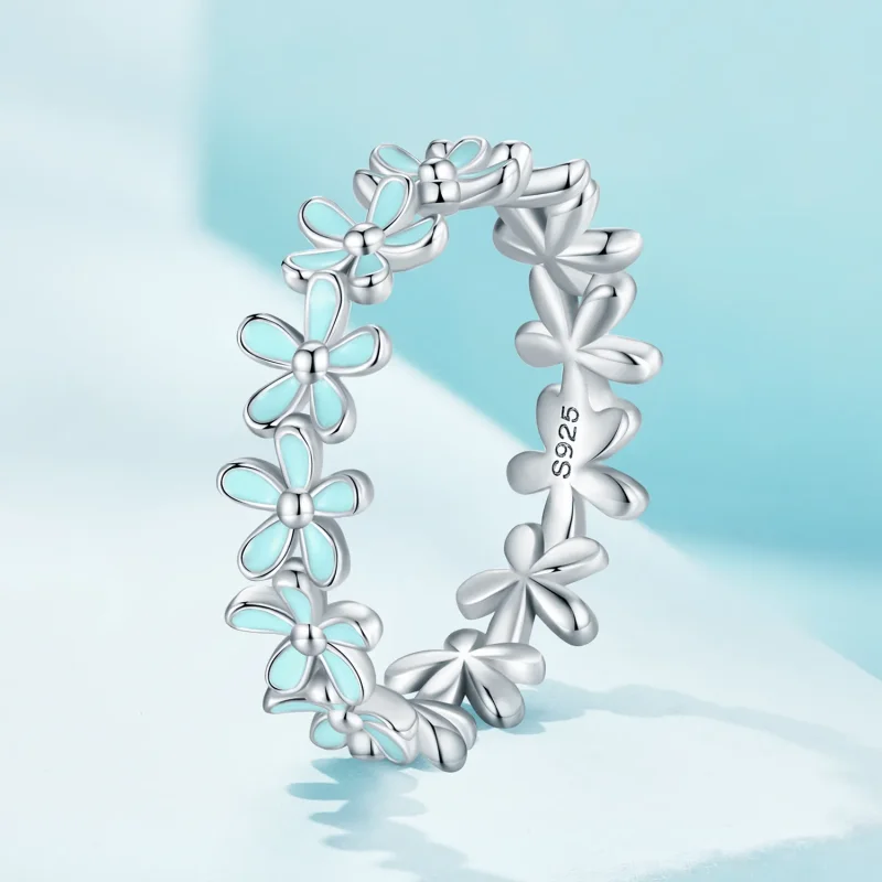 (bild till) Pandora-stil Little Blue Flower Ring - SCR931 - View 2