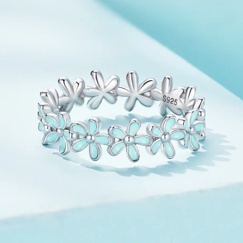 (bild till) Pandora-stil Little Blue Flower Ring - SCR931 - View 3