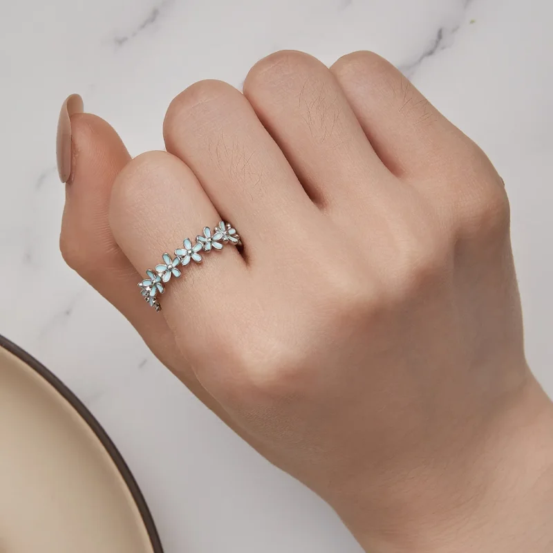 (bild till) Pandora-stil Little Blue Flower Ring - SCR931 - View 5