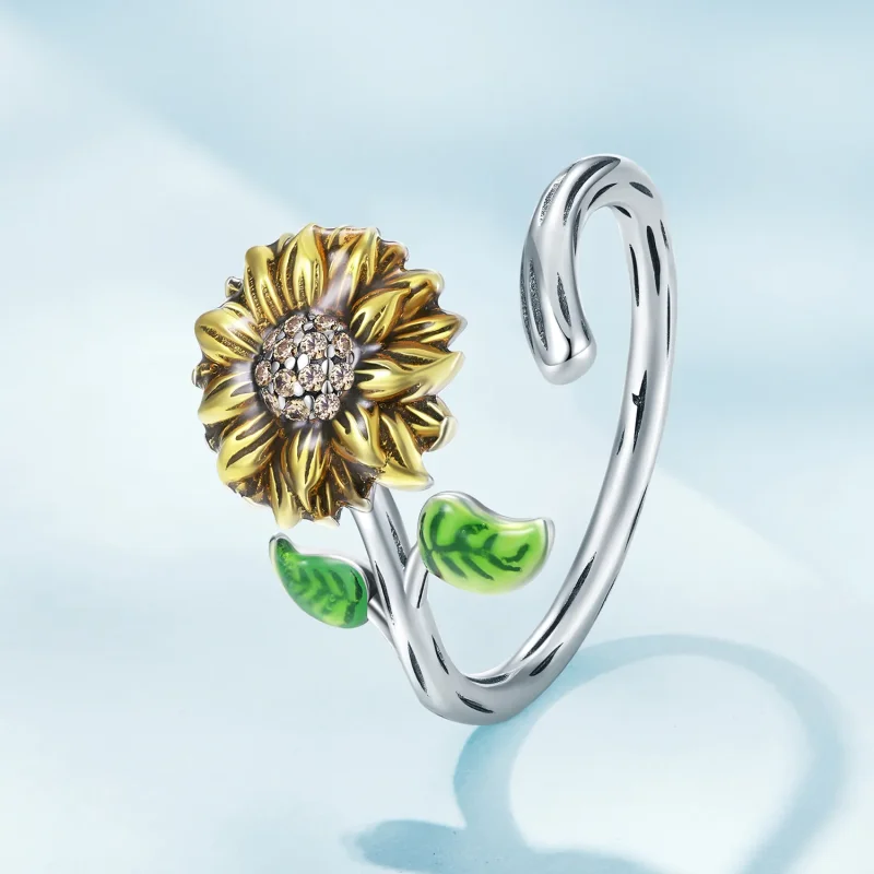 (bild till) Pandora-stil Solros Öppen Ring - SCR934 - View 2
