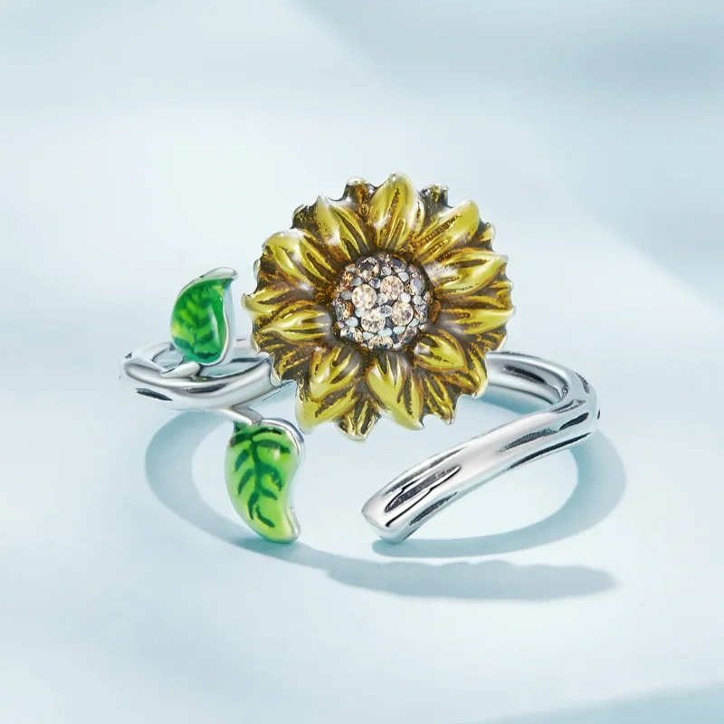 (bild till) Pandora-stil Solros Öppen Ring - SCR934 - View 3