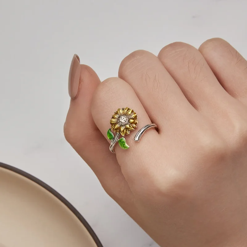 (bild till) Pandora-stil Solros Öppen Ring - SCR934 - View 6