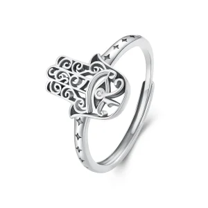 (bild till) Pandora-stil Hand of Fatima öppen ring - SCR938