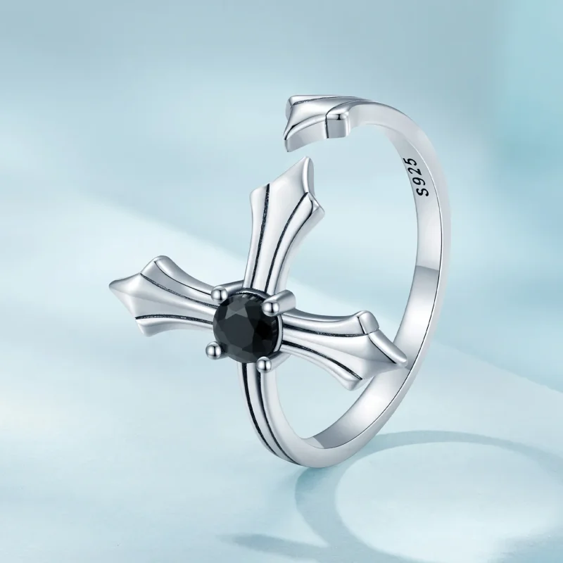 (bild till) Pandora-stil Öppen Ring med Kors - SCR939 - View 2