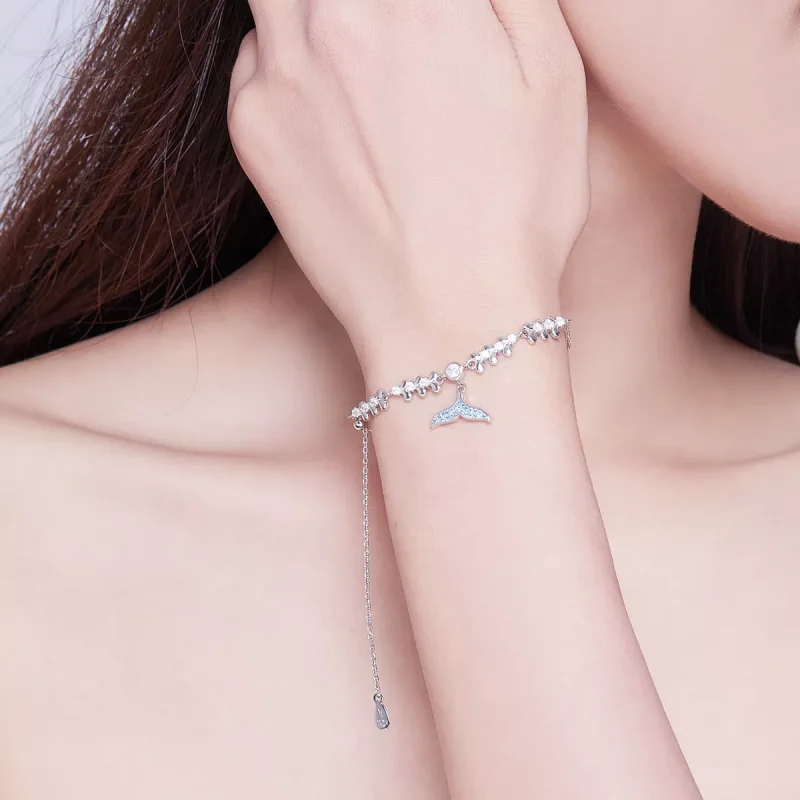 (bild till) Pandora Stil Armband Blå Fiskstjärt - Scb154 - View 2