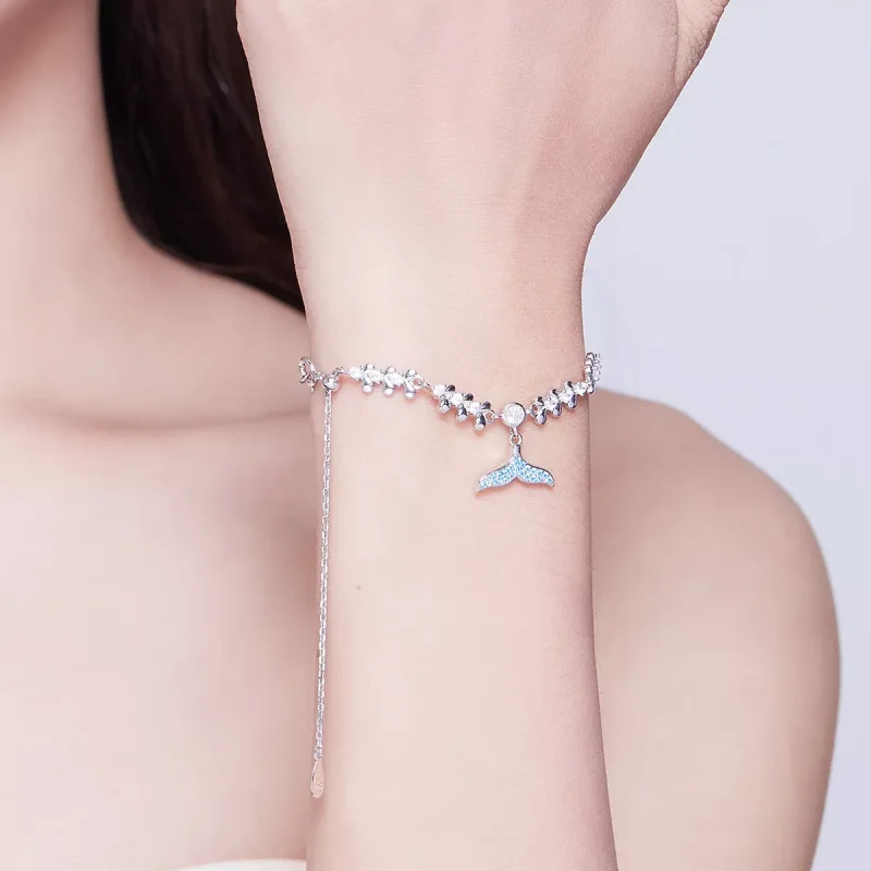 (bild till) Pandora Stil Armband Blå Fiskstjärt - Scb154 - View 5