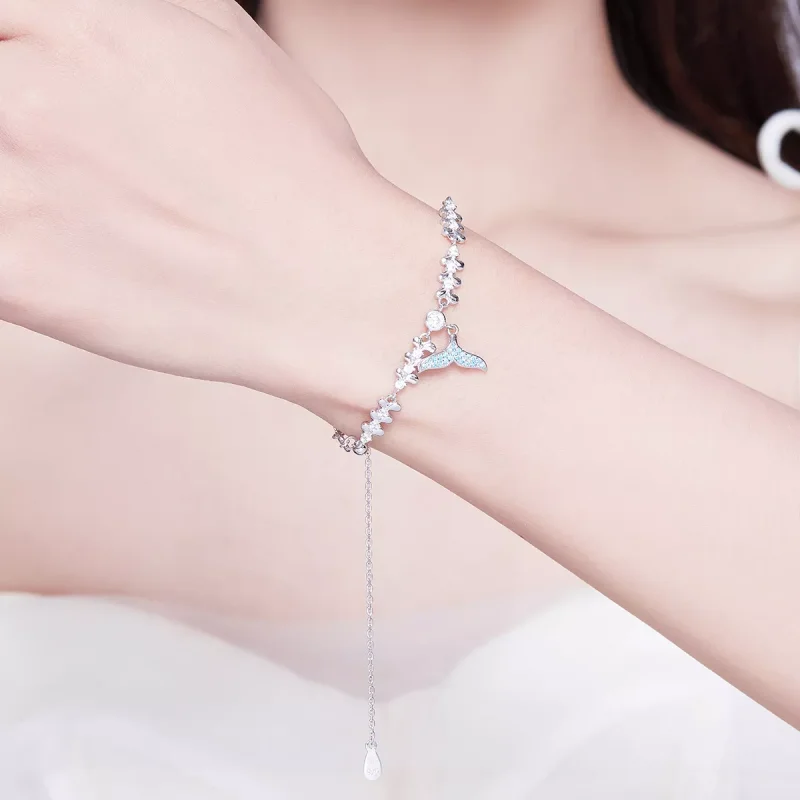 (bild till) Pandora Stil Armband Blå Fiskstjärt - Scb154 - View 6