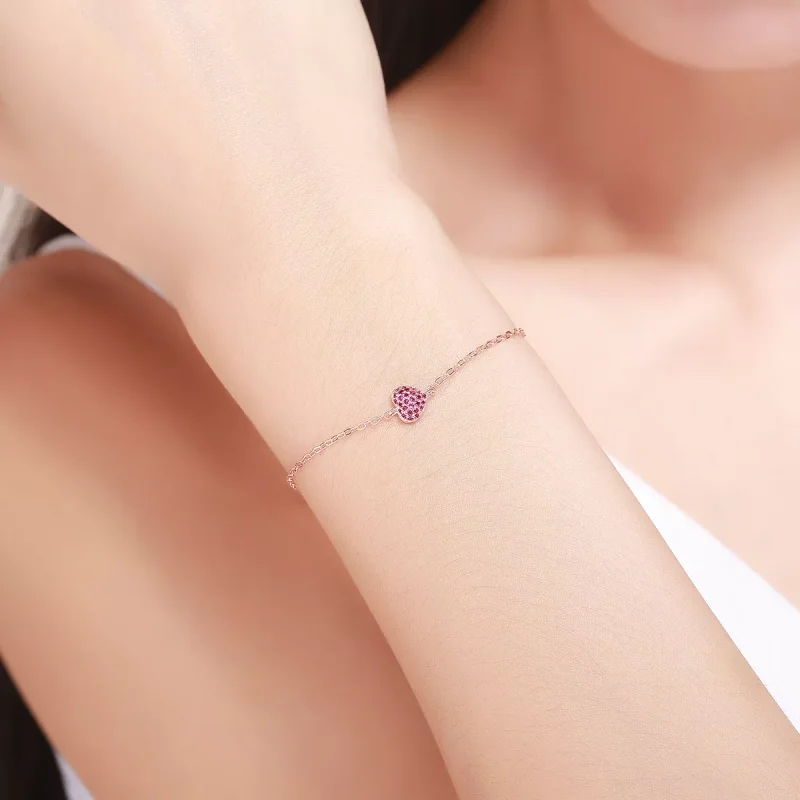 (bild till) Pandora Stil Armband Elegant Hjärta 14 Karat Roséguld - Scb050 - View 2