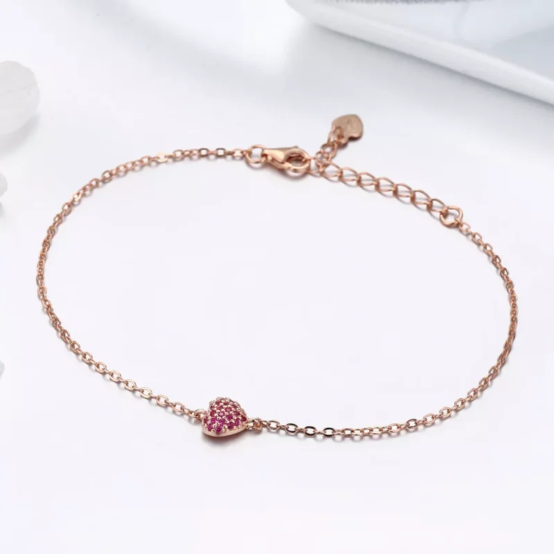 (bild till) Pandora Stil Armband Elegant Hjärta 14 Karat Roséguld - Scb050 - View 3