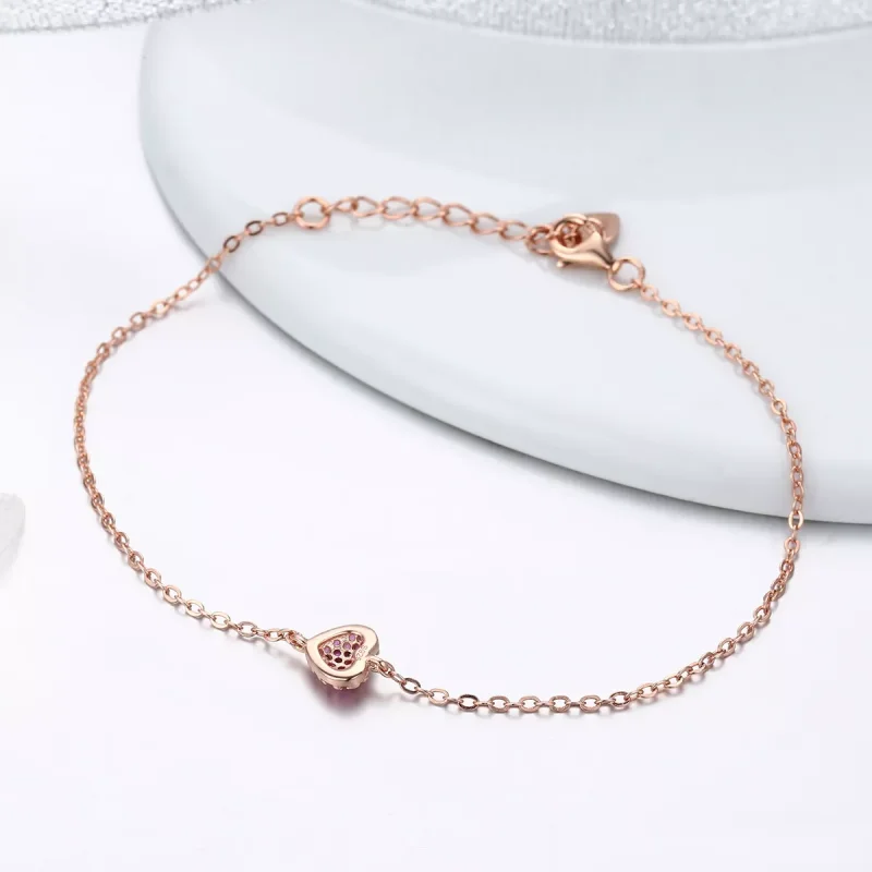 (bild till) Pandora Stil Armband Elegant Hjärta 14 Karat Roséguld - Scb050 - View 4