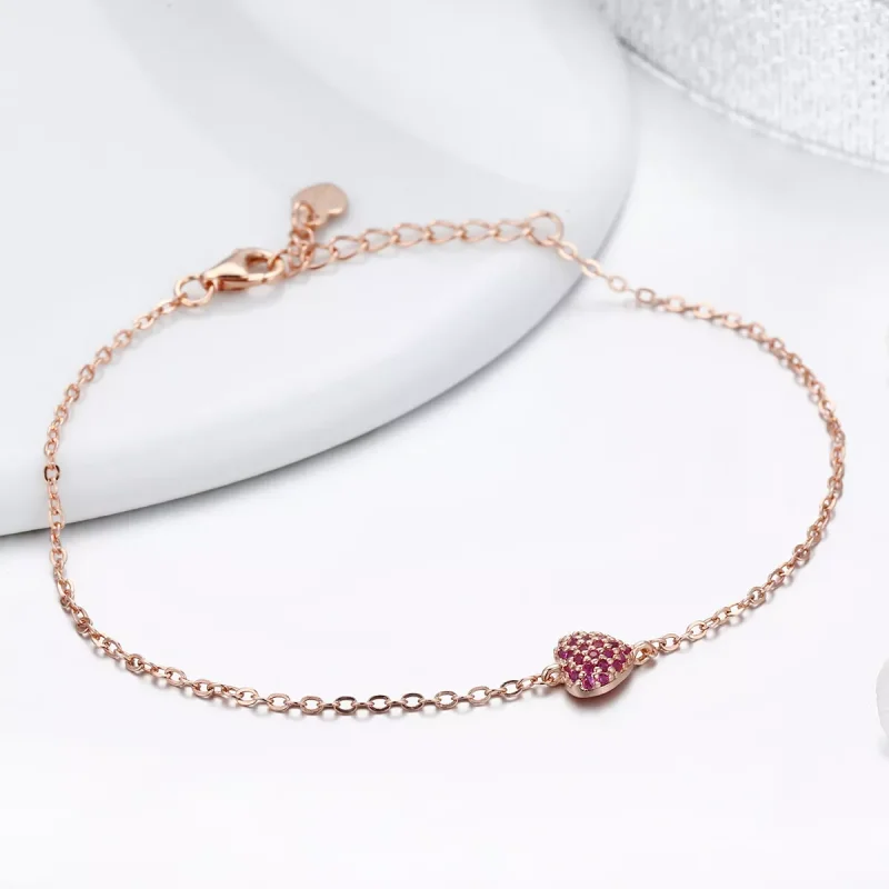 (bild till) Pandora Stil Armband Elegant Hjärta 14 Karat Roséguld - Scb050 - View 5