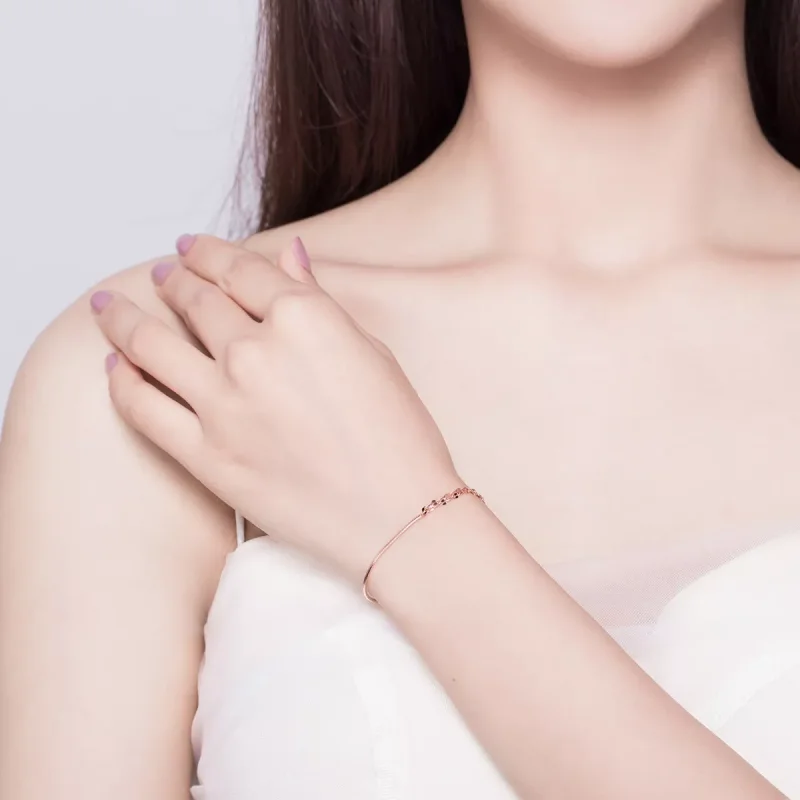 (bild till) Pandora Stil Armband Enkel Linje 14 Karat Roséguld - Scb149 - View 5