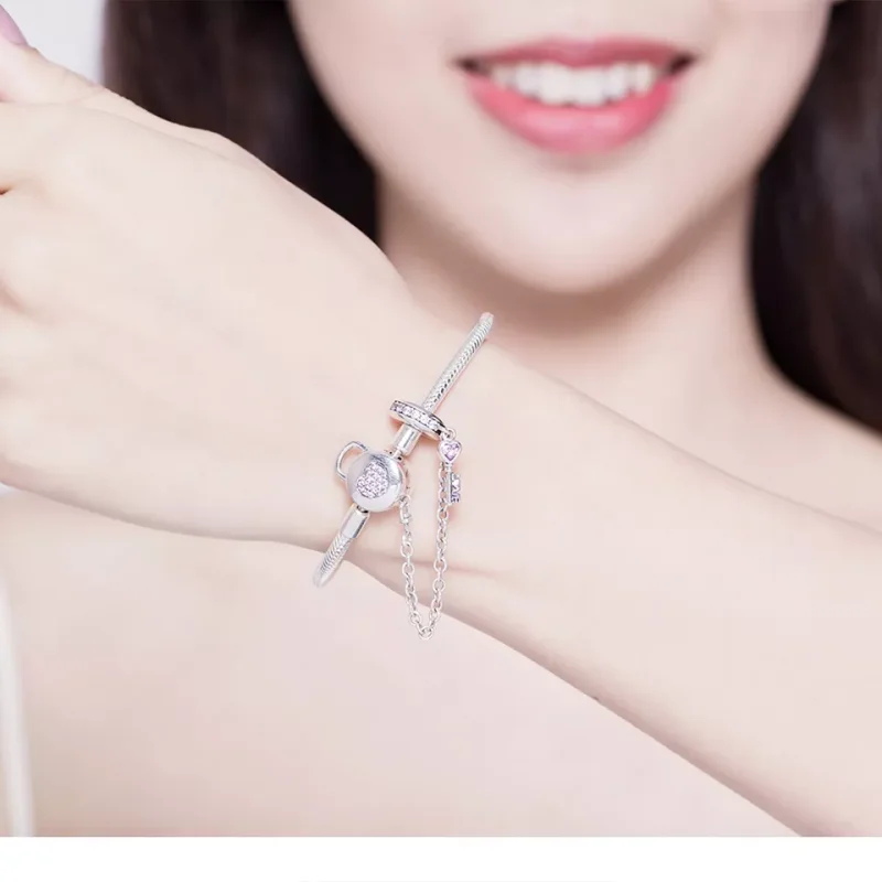 (bild till) Pandora Stil Armband Hjärta Nyckel - Scb143 - View 2