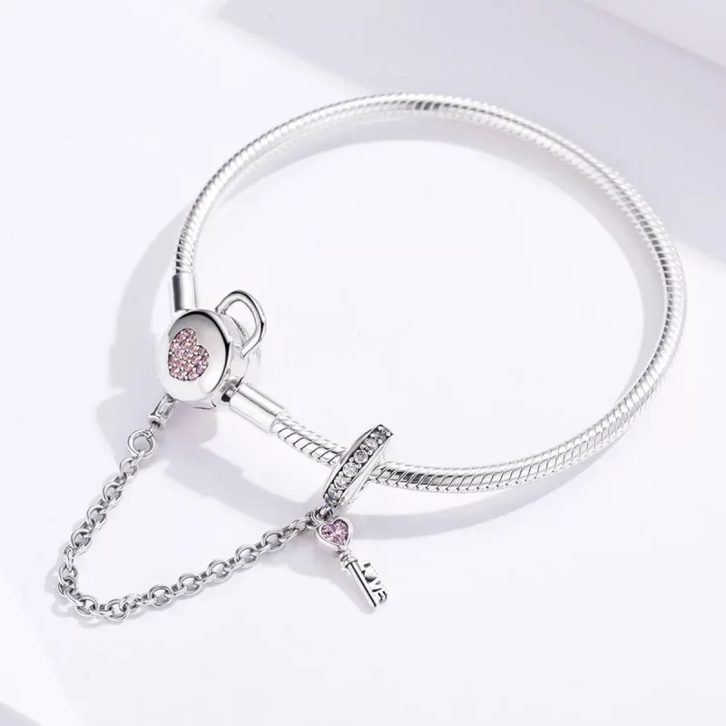 (bild till) Pandora Stil Armband Hjärta Nyckel - Scb143 - View 3