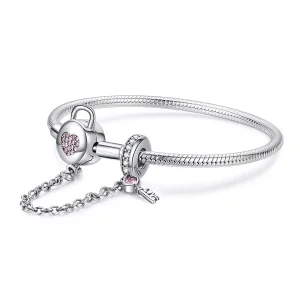 (bild till) Pandora Stil Armband Hjärta Nyckel - Scb143